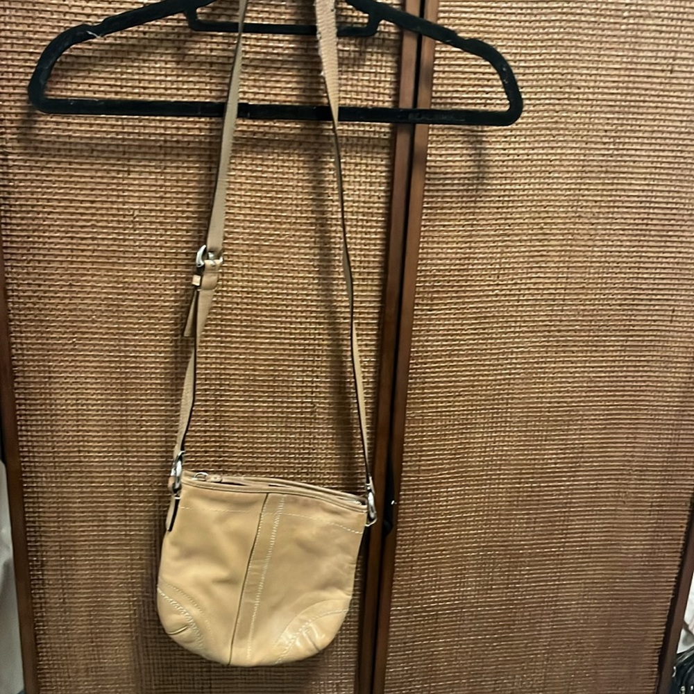 Coach Genuine Leather Crossbody Saddle Bag - Camel